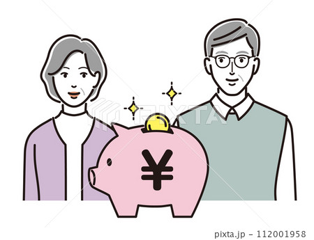 老後のお金について考えるシニア夫婦 112001958