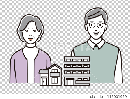 老後の住まいについて考えるシニア夫婦 112001959