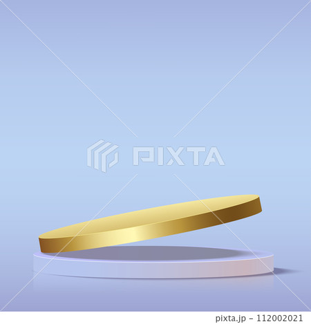 Modern blue and gold pedestal podium. Cosmetic banner display. Vector Modern blue and gold pedestal podium. Cosmetic banner display. Vector 112002021