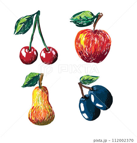 hand drawn fruit collection 112002370