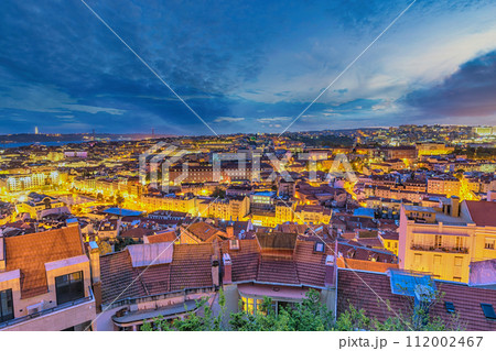 Lisbon Portugal sunrise city skyline at Lisbon Alfama district 112002467