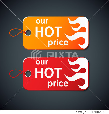 hot price labels with fire 112002535