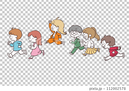 楽しく走る子供達のイラスト素材 112002578