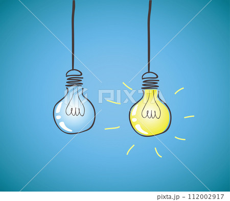 two bulbs with dark one and shining one two bulbs with dark one and shining one 112002917