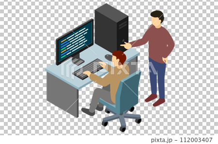 等軸圖：操作計算機的人和教學的人 112003407
