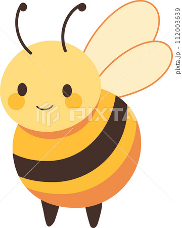 bee, illustration, cute, vector, cartoon, happy, honey, insect, sweet, yellow, isolated, design, nature, summer, animal, art, background, character, white, funny, fly, wing, set, bug, graphic, print,  112003639
