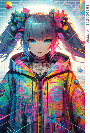 多次元デジタルワールドのアニメスタイル美少女-長方形タテ 多次元デジタルワールドのアニメスタイル美少女-長方形タテ 112004191