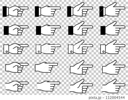 指差しハンドサインのベクターイラストセット 指差しハンドサインのベクターイラストセット 112004544