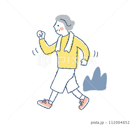 元気にウォーキングしているシニア女性 112004852