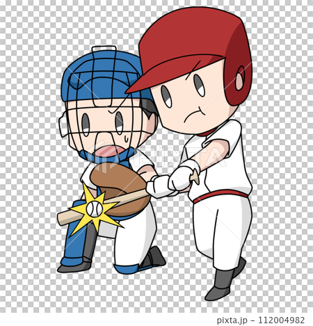 野球のボールを打つバッターのイラスト・男子 112004982