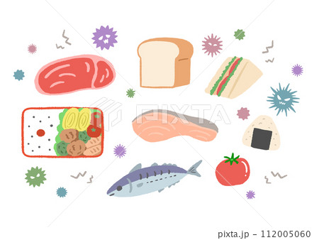 食中毒　傷んだ食品のイラスト 112005060