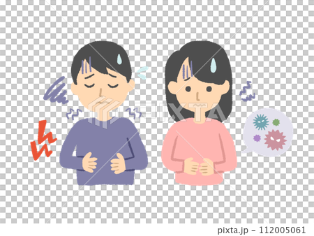 食中毒 お腹が痛い男女のイラスト 食中毒 お腹が痛い男女のイラスト 112005061