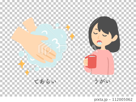 一個女人洗手和漱口的插圖 112005062