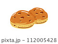 Two buns with raisins,sweet snack or dessert.Simple vector illustration 112005428