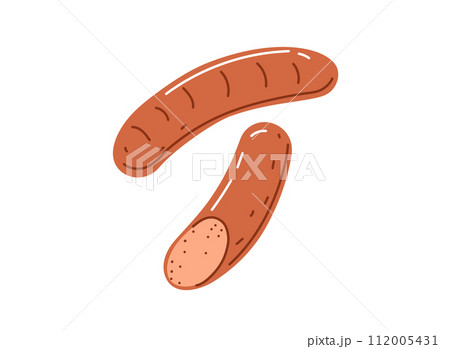 Grilled curry sausage.Barbecue food.Vector illustration in cartoon style 112005431