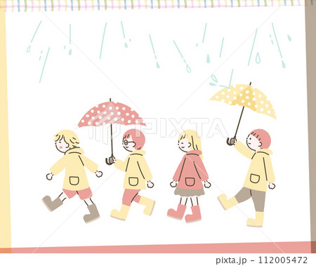 レインコートを着た子ども達_4 112005472