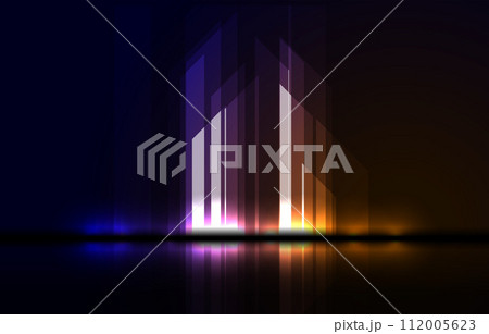 Bright glowing neon stripes abstract technology background 112005623