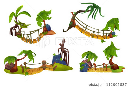 Rope bridges set isolated on white background 112005827