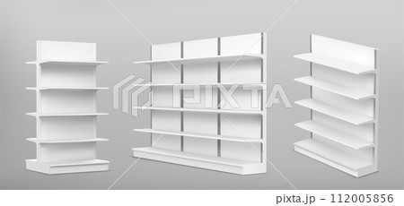 White empty supermarket shelf mockup White empty supermarket shelf mockup 112005856