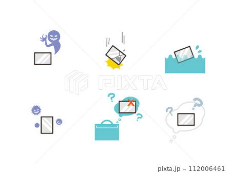 スマートフォン、タブレット端末 破損 トラブル イメージイラスト素材 スマートフォン、タブレット端末 破損 トラブル イメージイラスト素材 112006461