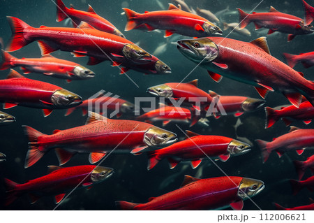 Sockeye salmons- Oncorhynchus nerka. Close-up 112006621