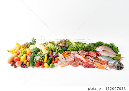 肉　魚　野菜　果物　集合　白バック 112007058