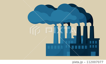 たくさんの工場の煙突から煙がでています。 112007077