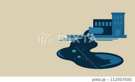 河川・海洋の水質汚染。工場の排水から汚染物が川に流れています。 112007080