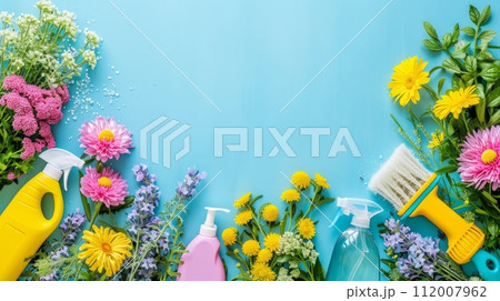 Minimalist backgrounds with spring cleaning...のイラスト素材 [112007962] - PIXTA
