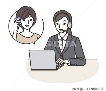 女性客と会話するオペレーター 112008024