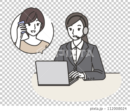 女性客と会話するオペレーター 112008024