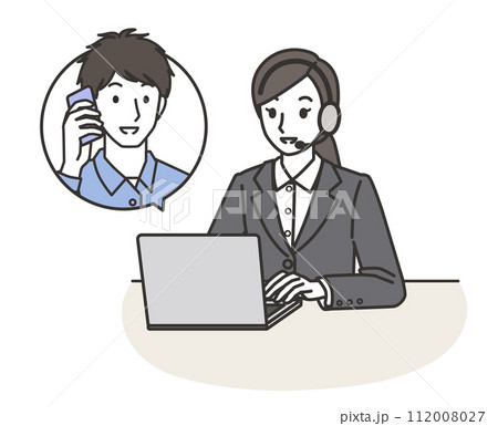 男性客と会話するオペレーター 男性客と会話するオペレーター 112008027