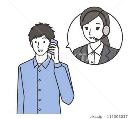 オペレーターに相談する男性 112008037