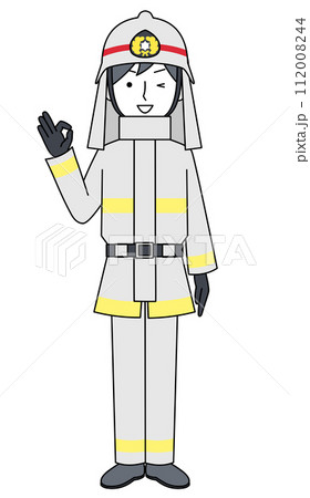 オッケーサイン 消防士(防火服)のイラスト オッケーサイン 消防士(防火服)のイラスト 112008244