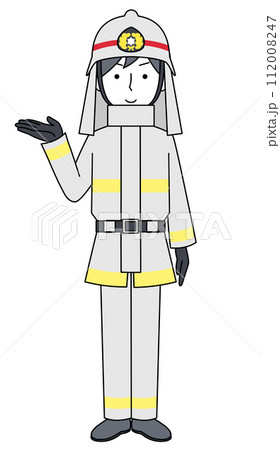 案内　消防士（防火服）のイラスト 112008247