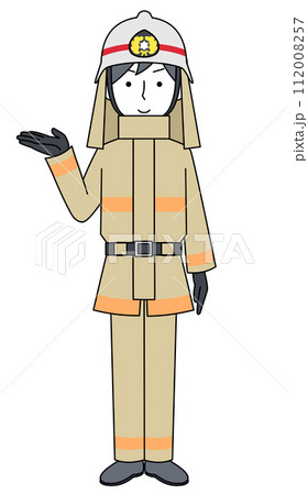 案内 消防士(防火服)のイラスト 案内 消防士(防火服)のイラスト 112008257