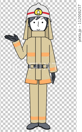 案内 消防士(防火服)のイラスト 案内 消防士(防火服)のイラスト 112008257