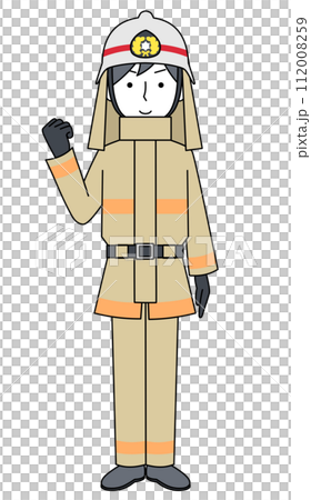 Illustration of a firefighter (fire protection suit) fist pumping Illustration of a firefighter (fire protection suit) fist pumping 112008259