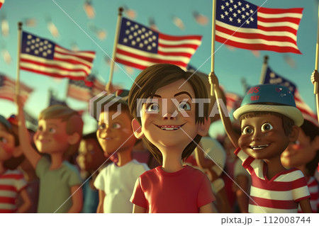 Independence Day 3D Animation Victory Celebration. 112008744