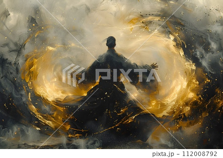 Man in Flames in Traditional Chinese Landscapeのイラスト素材 [112008792] - PIXTA