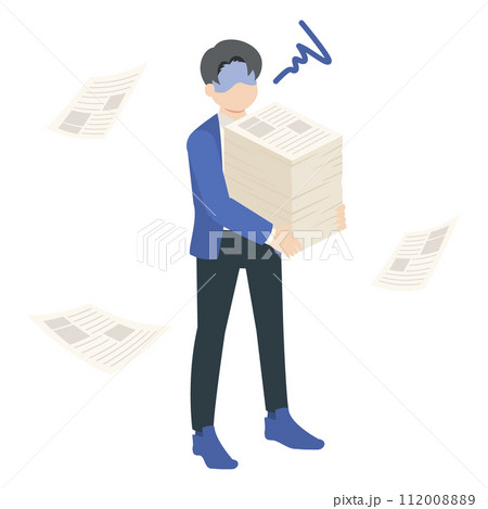 仕事に追われているサラリーマンのイラスト 112008889