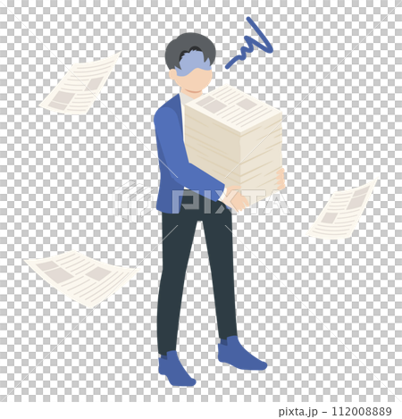 一個忙於工作的辦公室職員的插圖 一個忙於工作的辦公室職員的插圖 112008889