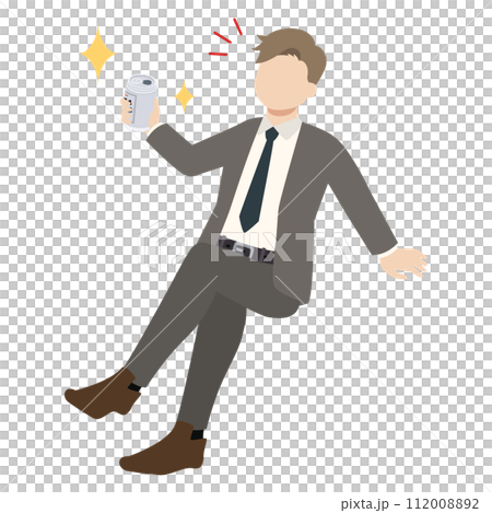 一個商人拿著一罐啤酒的插圖 112008892