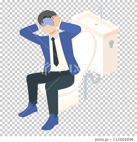 一名商人上廁所遇到困難的插圖 112008896