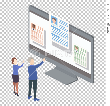 Illustration of a business person assembling a schedule 112009131