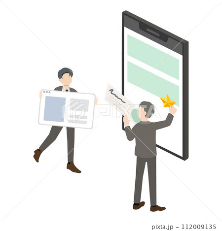 サイトのデザインを考えるビジネスパーソンのイラスト サイトのデザインを考えるビジネスパーソンのイラスト 112009135