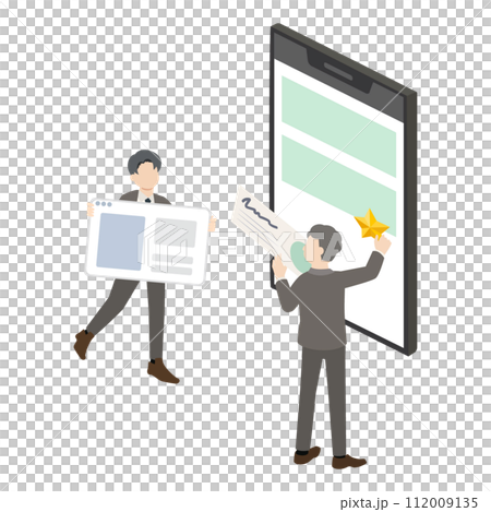 サイトのデザインを考えるビジネスパーソンのイラスト サイトのデザインを考えるビジネスパーソンのイラスト 112009135