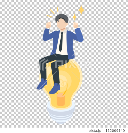 アイディアが浮かんだサラリーマンのイラスト アイディアが浮かんだサラリーマンのイラスト 112009140