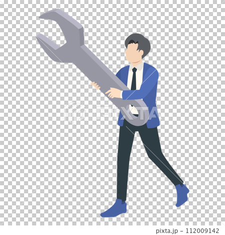 Illustration of a businessman undergoing maintenance 112009142