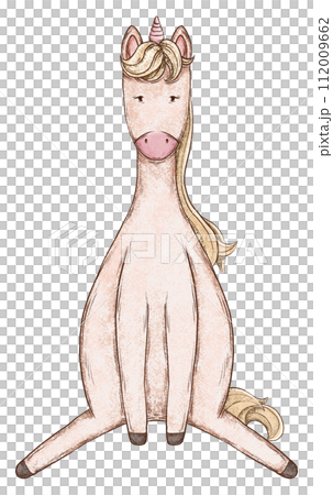 Hand Drawn Cute Unicorn Illustration, Pencil style baby kids art drawing 112009662